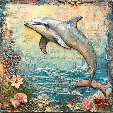 Nautical Sign, Dolphin Sign, DCO-02549, Sign For Wreath, 10x10